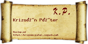 Krizsán Péter névjegykártya